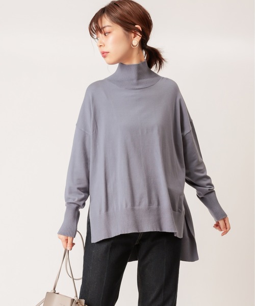 natural couture(ナチュラルクチュール)の「もちもちゆるっとハイネックニット(ニット/セーター・レディース・ブラック/ブルー/グリーン/アイボリー/モカ/ライトベージュ/レンガ・FREE)」の6枚目の写真