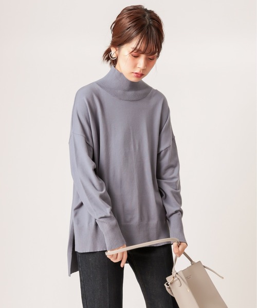 natural couture(ナチュラルクチュール)の「もちもちゆるっとハイネックニット(ニット/セーター・レディース・ブラック/ブルー/グリーン/アイボリー/モカ/ライトベージュ/レンガ・FREE)」の13枚目の写真