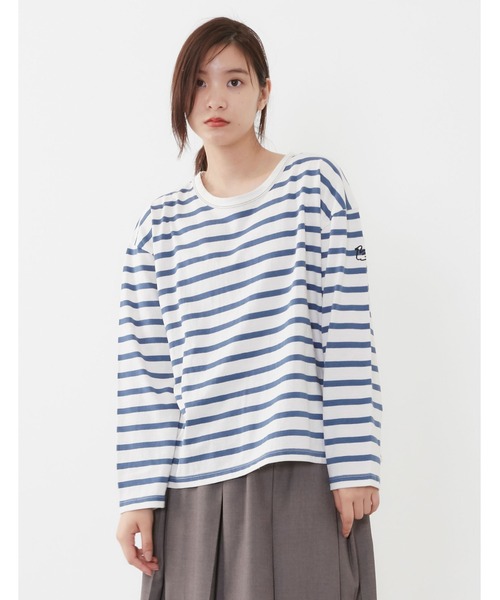 POU DOU DOU(プードゥドゥ)の「USコットンワンポイントスワン刺繍ロンTee(Tシャツ/カットソー・レディース・ブラック/ブルー/スミクロ/キナリ・3)」の7枚目の写真