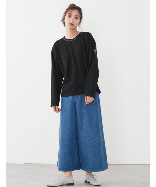 POU DOU DOU(プードゥドゥ)の「USコットンワンポイントスワン刺繍ロンTee(Tシャツ/カットソー・レディース・ブラック/ブルー/スミクロ/キナリ・3)」の15枚目の写真