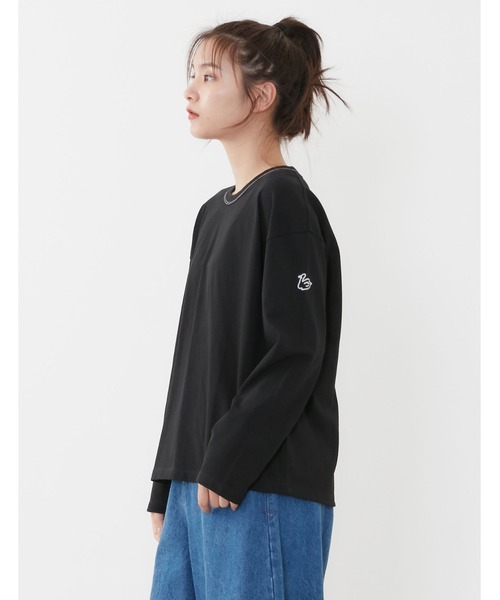 POU DOU DOU(プードゥドゥ)の「USコットンワンポイントスワン刺繍ロンTee(Tシャツ/カットソー・レディース・ブラック/ブルー/スミクロ/キナリ・3)」の19枚目の写真