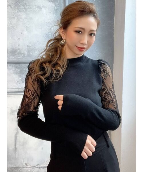 RESEXXY（リゼクシー）の「レース切替ニットプルオーバー（ニット/セーター・レディース・ブラック/ベージュ/オフホワイト・FREE）」の6枚目の写真