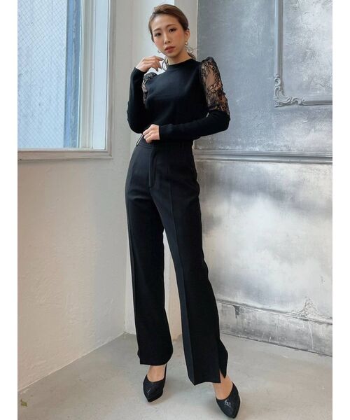 RESEXXY（リゼクシー）の「レース切替ニットプルオーバー（ニット/セーター・レディース・ブラック/ベージュ/オフホワイト・FREE）」の9枚目の写真