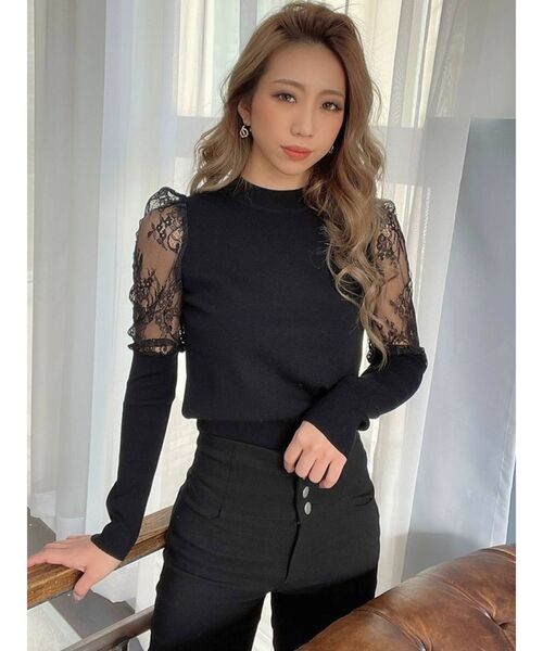 RESEXXY（リゼクシー）の「レース切替ニットプルオーバー（ニット/セーター・レディース・ブラック/ベージュ/オフホワイト・FREE）」の11枚目の写真