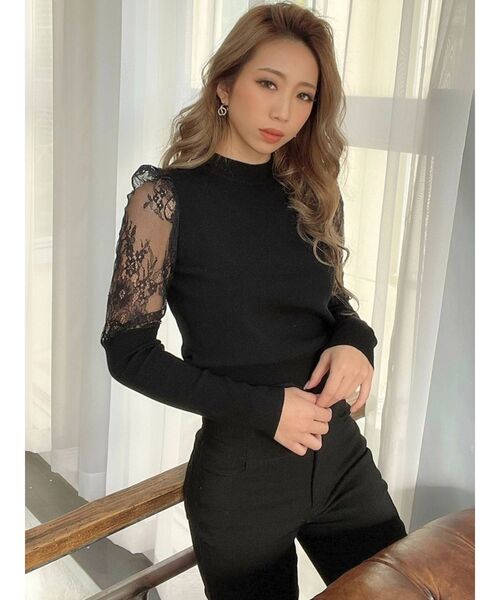 RESEXXY（リゼクシー）の「レース切替ニットプルオーバー（ニット/セーター・レディース・ブラック/ベージュ/オフホワイト・FREE）」の12枚目の写真