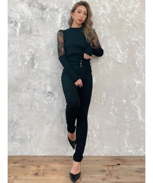 RESEXXY（リゼクシー）の「レース切替ニットプルオーバー（ニット/セーター・レディース・ブラック/ベージュ/オフホワイト・FREE）」の14枚目の写真