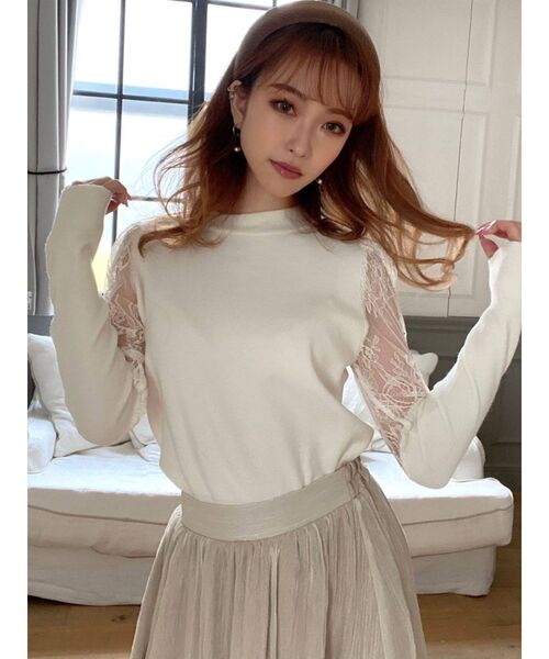 RESEXXY（リゼクシー）の「レース切替ニットプルオーバー（ニット/セーター・レディース・ブラック/ベージュ/オフホワイト・FREE）」の20枚目の写真