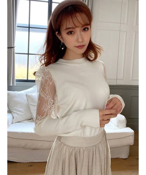 RESEXXY（リゼクシー）の「レース切替ニットプルオーバー（ニット/セーター・レディース・ブラック/ベージュ/オフホワイト・FREE）」の22枚目の写真