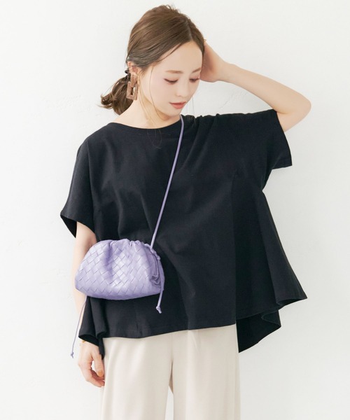 coca（coca）（コカ）の「USAコットンフレアTシャツ（Tシャツ/カットソー・レディース・ホワイト/ブラック・ONE SIZE）」の2枚目の写真