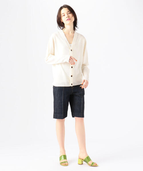 TOMORROWLAND （トゥモローランド）の「■プレーンリネン Vネックカーディガン（カーディガン/ボレロ・レディース・ブルー/ミント/ライトピンク/イエロー/ホワイト/チャコールグレー/シルバー系その他・S）」の13枚目の写真