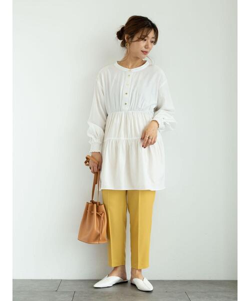 Green Parks(グリーンパークス)の「<ベルト付>タックテーパードストレッチパンツ*(その他パンツ・レディース・ブラック/ベージュ/ピンク/イエロー/ミント/ブルー系その他7・FREE)」の9枚目の写真