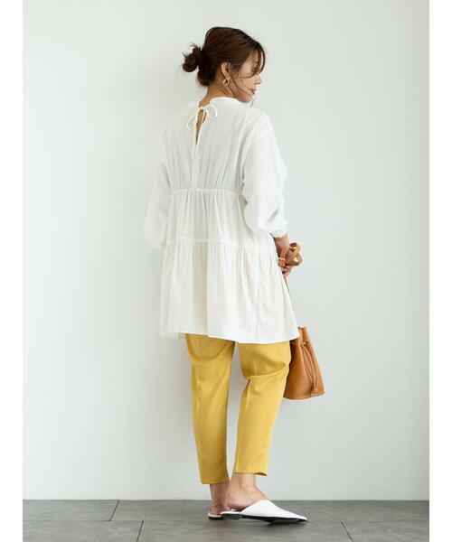 Green Parks(グリーンパークス)の「<ベルト付>タックテーパードストレッチパンツ*(その他パンツ・レディース・ブラック/ベージュ/ピンク/イエロー/ミント/ブルー系その他7・FREE)」の11枚目の写真