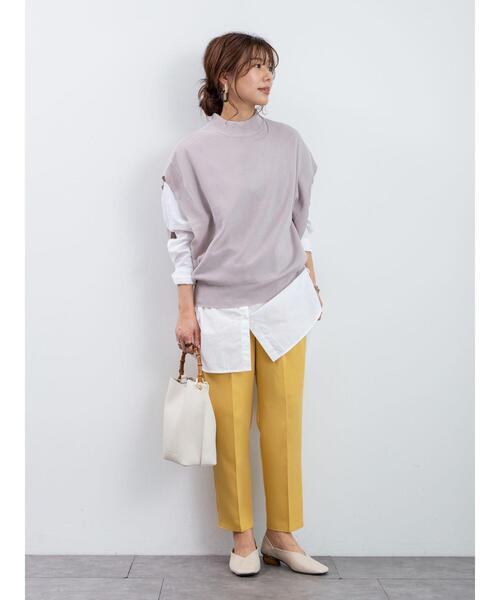 Green Parks(グリーンパークス)の「<ベルト付>タックテーパードストレッチパンツ*(その他パンツ・レディース・ブラック/ベージュ/ピンク/イエロー/ミント/ブルー系その他7・FREE)」の13枚目の写真