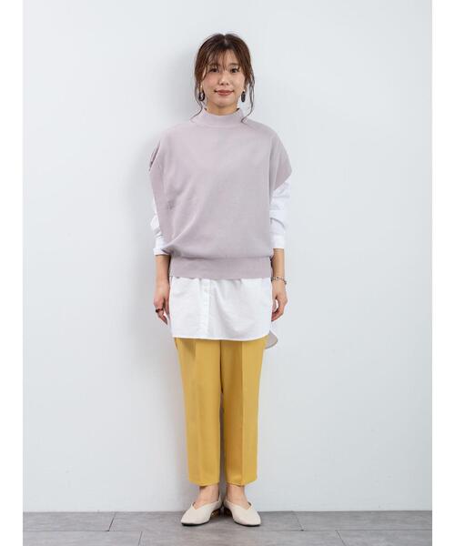 Green Parks(グリーンパークス)の「<ベルト付>タックテーパードストレッチパンツ*(その他パンツ・レディース・ブラック/ベージュ/ピンク/イエロー/ミント/ブルー系その他7・FREE)」の14枚目の写真