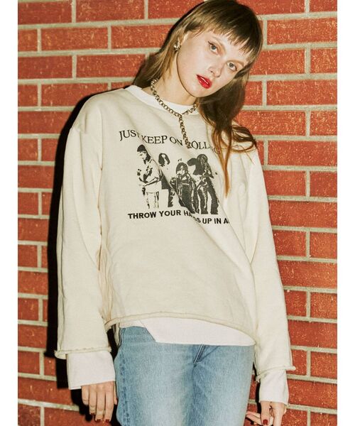 jouetie（ジュエティ）の「レイヤードプルオーバー（スウェット・レディース・オフホワイト/ブラック/ピンク・MEDIUM）」の2枚目の写真