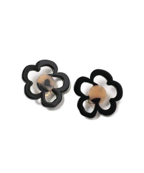 Ray BEAMS（レイビームス）の「Ray BEAMS / ドローイング フラワー イヤリング（イヤリング・レディース・ブラック/オレンジ・ONE SIZE）」の2枚目の写真