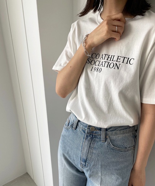 CANAL JEAN（キャナルジーン）の「via j(ヴィアジェイ) "CHICACO"半袖Tシャツ（Tシャツ/カットソー・レディース・ホワイト/ブラック/ヘザーグレー・ONE SIZE）」の2枚目の写真