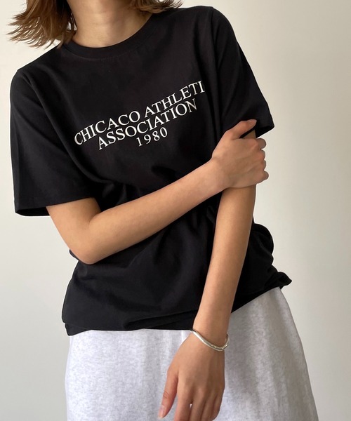 CANAL JEAN（キャナルジーン）の「via j(ヴィアジェイ) "CHICACO"半袖Tシャツ（Tシャツ/カットソー・レディース・ホワイト/ブラック/ヘザーグレー・ONE SIZE）」の8枚目の写真