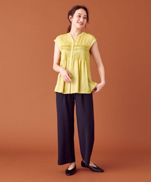 closet story(クローゼットストーリー)の「<closet story>□PO シアー フロントタック ブラウス-手洗い可能-(シャツ/ブラウス・レディース・イエロー/ナチュラル・FREE)」の2枚目の写真