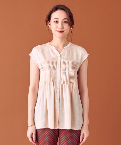 closet story(クローゼットストーリー)の「<closet story>□PO シアー フロントタック ブラウス-手洗い可能-(シャツ/ブラウス・レディース・イエロー/ナチュラル・FREE)」の7枚目の写真