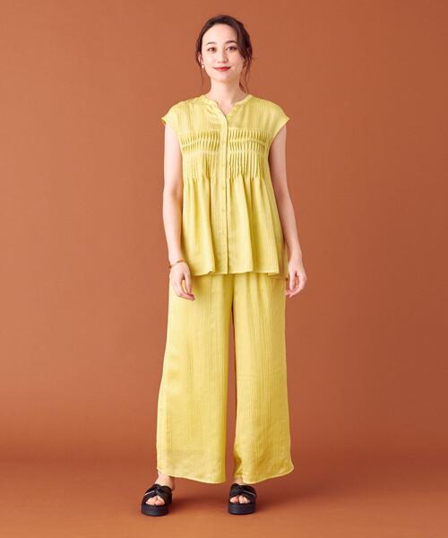 closet story(クローゼットストーリー)の「<closet story>□PO シアー フロントタック ブラウス-手洗い可能-(シャツ/ブラウス・レディース・イエロー/ナチュラル・FREE)」の5枚目の写真