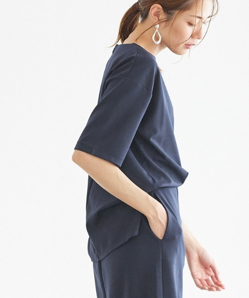 Pierrot（ピエロ）の「ポンチTシャツ×スカートセットアップ（セットアップ・レディース・ネイビー/モカ・L/M）」の5枚目の写真