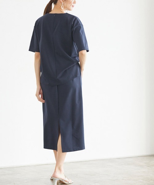 Pierrot（ピエロ）の「ポンチTシャツ×スカートセットアップ（セットアップ・レディース・ネイビー/モカ・L/M）」の6枚目の写真