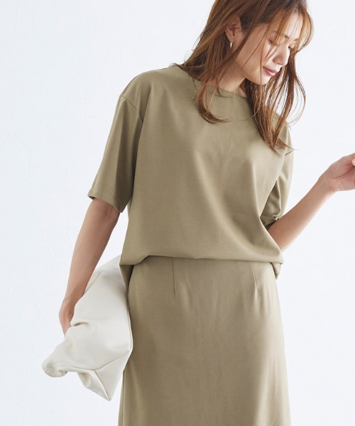 Pierrot（ピエロ）の「ポンチTシャツ×スカートセットアップ（セットアップ・レディース・ネイビー/モカ・L/M）」の7枚目の写真