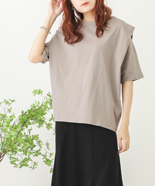 SENSE OF PLACE by URBAN RESEARCH（センスオブプレイスバイアーバンリサーチ）の「ショルダータックカットトップ（Tシャツ/カットソー・レディース・ブラック/グレー/オフホワイト/イエロー・ONE）」の3枚目の写真