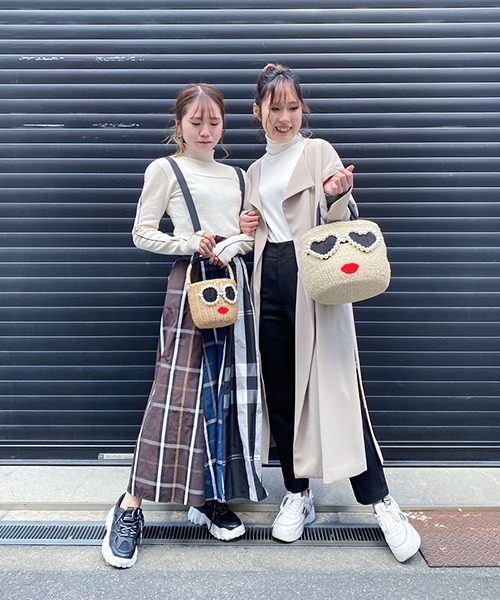 ☆【a-jolie/アジョリー】パールハートサングラスフェイスカゴバッグ