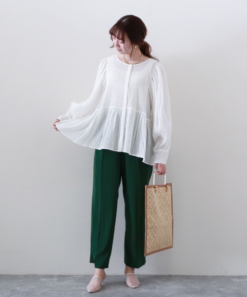 archives(アルシーヴ)の「ジョーゼットストレートパンツ(その他パンツ・レディース・パープル/ピンクベージュ/グリーン・MEDIUM)」の10枚目の写真