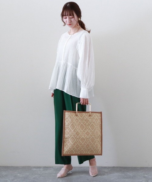 archives(アルシーヴ)の「ジョーゼットストレートパンツ(その他パンツ・レディース・パープル/ピンクベージュ/グリーン・MEDIUM)」の12枚目の写真