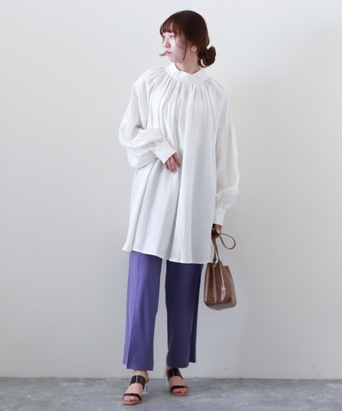 archives(アルシーヴ)の「ジョーゼットストレートパンツ(その他パンツ・レディース・パープル/ピンクベージュ/グリーン・MEDIUM)」の14枚目の写真