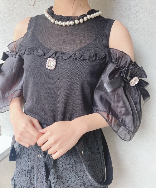 Swankiss（スワンキス）の「HB ribbon sheer knit（その他トップス・レディース・ホワイト/ピンク/ブラック・FREE）」の10枚目の写真