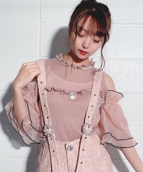 Swankiss（スワンキス）の「HB ribbon sheer knit（その他トップス・レディース・ホワイト/ピンク/ブラック・FREE）」の4枚目の写真