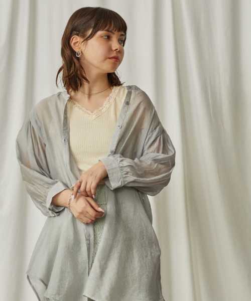 Amourire(アムリール)の「レース使いタンク(タンクトップ・レディース・イエロー/ブラック/アイボリー/ベージュ/ピンク・M)」の9枚目の写真