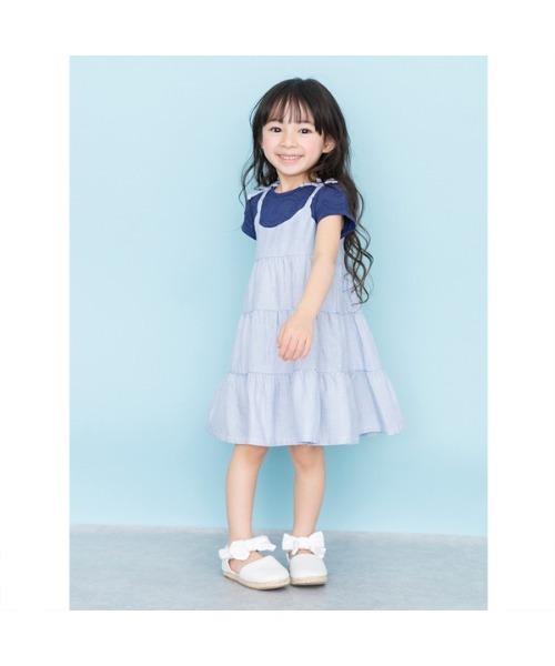 Love&Peace&Money（ラブアンドピースアンドマネー）の「ドッキングティアードワンピース（ワンピース・キッズ・レッド/ブルー・80ｃｍ/90cm/100cm/110cm/120cm/130cm）」の2枚目の写真