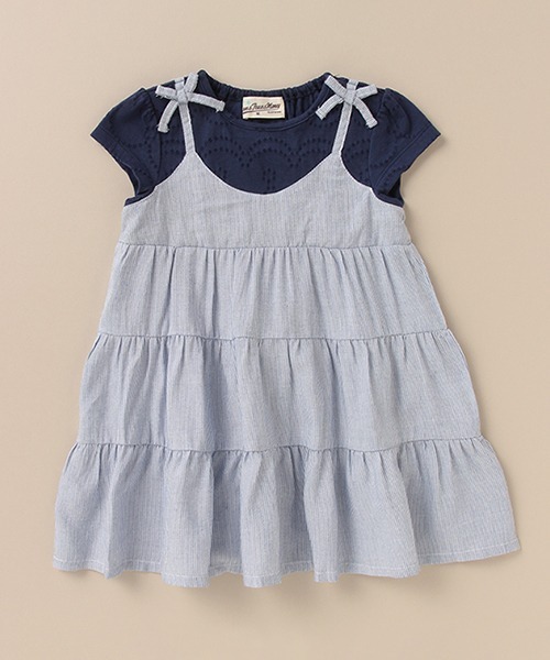 Love&Peace&Money（ラブアンドピースアンドマネー）の「ドッキングティアードワンピース（ワンピース・キッズ・レッド/ブルー・80ｃｍ/90cm/100cm/110cm/120cm/130cm）」の11枚目の写真