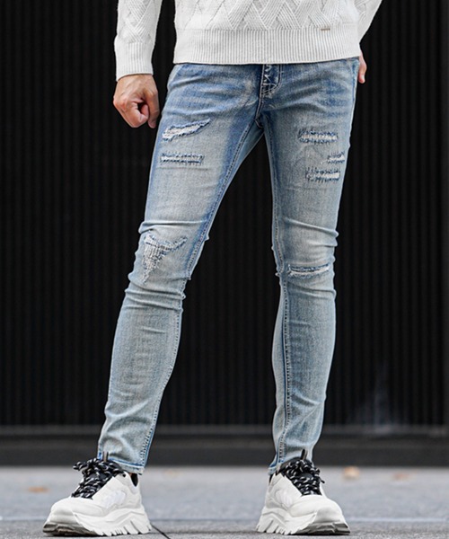 JOKER(ジョーカー)の「【SOMEDIFF】オリジナルストレッチダメージジーンズ スキニーデニムパンツ メンズ ジーパン 春服 冬服(デニムパンツ・メンズ・インディゴブルー/ブルー/ブラック/ケミカルウォッシュ・L/M/S/XL)」の18枚目の写真