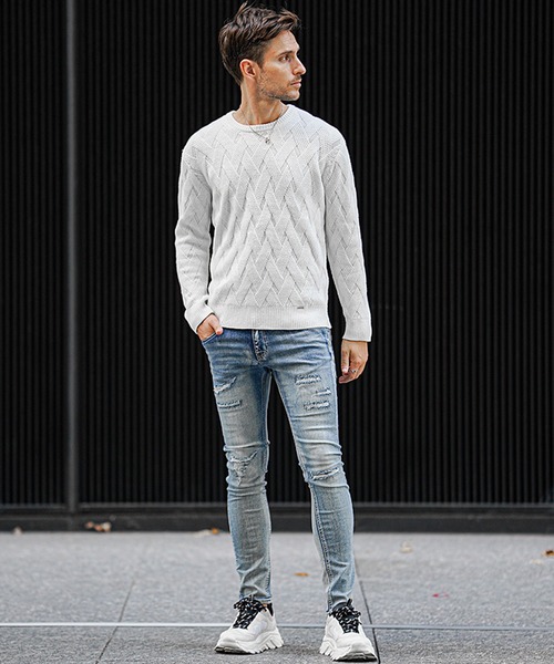 JOKER(ジョーカー)の「【SOMEDIFF】オリジナルストレッチダメージジーンズ スキニーデニムパンツ メンズ ジーパン 春服 冬服(デニムパンツ・メンズ・インディゴブルー/ブルー/ブラック/ケミカルウォッシュ・L/M/S/XL)」の20枚目の写真