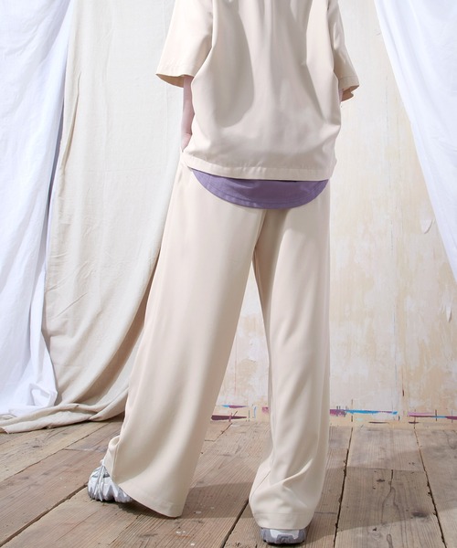 EMMA CLOTHES(エマクローズ)の「【3点セットアップ】ブライトポプリン リラックス オーバーサイズ 鬼ステッチビッグWポケットレギュラーカラーCPOシャツ&テーパード2タックワイドパンツ&2タックワイドショーツ ワンマイルウェア(セットアップ・メンズ・ブラック/ベージュ/ブラウン/ベージュ系その他/ライラック/グレイッシュベージュ/グレイッシュブルー/キナリ・M/L)」の14枚目の写真