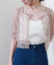 刺繍レース半袖ブラウス