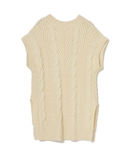COEL（コエル）の「ケーブル編みビッグベスト（ニット/セーター・レディース・ブラック/アイボリー・FREE）」の13枚目の写真