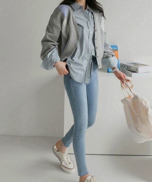 fd style（エフディ スタイル）の「【Chuzchuz】アーガイルVネックショートカーディガン（カーディガン/ボレロ・レディース・グレー/ブルー系その他/ライトベージュ・FREE）」の14枚目の写真