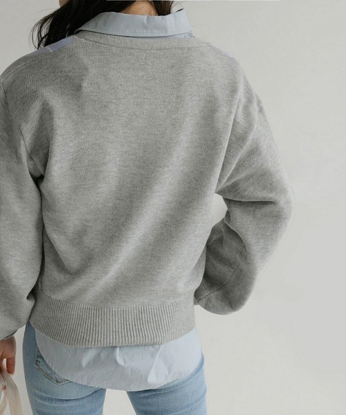 fd style（エフディ スタイル）の「【Chuzchuz】アーガイルVネックショートカーディガン（カーディガン/ボレロ・レディース・グレー/ブルー系その他/ライトベージュ・FREE）」の15枚目の写真