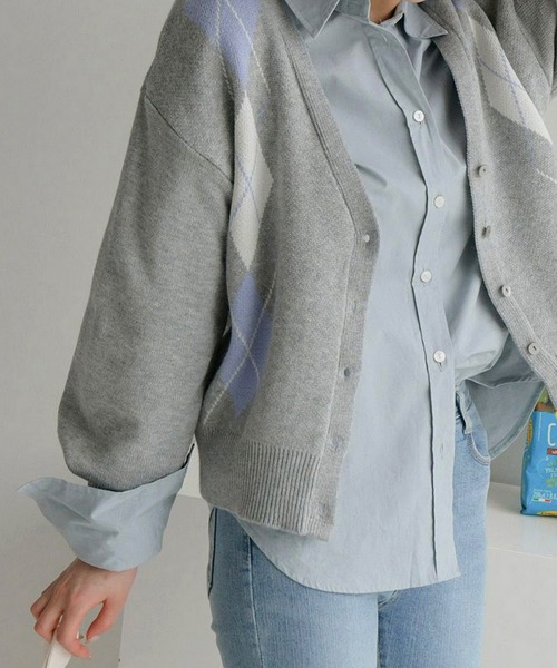 fd style（エフディ スタイル）の「【Chuzchuz】アーガイルVネックショートカーディガン（カーディガン/ボレロ・レディース・グレー/ブルー系その他/ライトベージュ・FREE）」の20枚目の写真