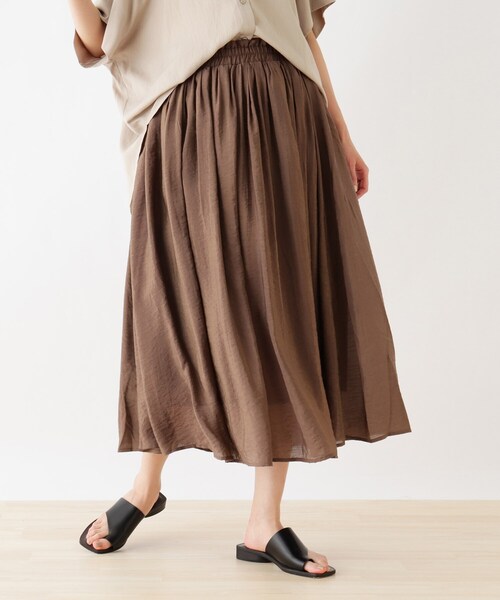 SHOO・LA・RUE（シューラルー）の「◆オーガンジーフレアスカート（スカート・レディース・ブラック/ピンク系/ダークブラウン/ブルー/ベージュ/カーキ・00）」の2枚目の写真