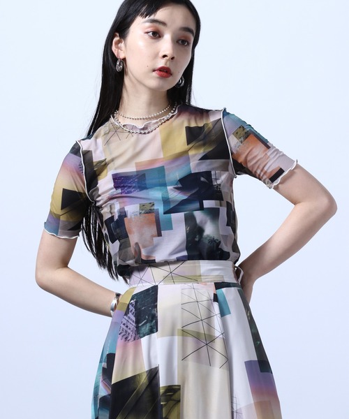 HARE（ハレ）の「フォトコラージュＴ(HARE)（Tシャツ/カットソー・レディース・ブラック/ベージュ・FREE）」の4枚目の写真