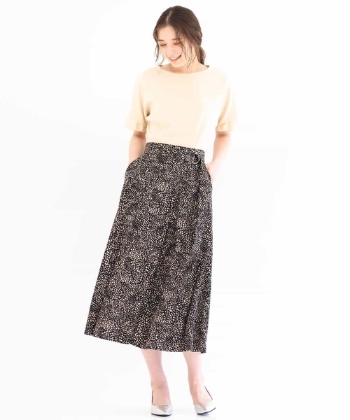 MK MICHEL KLEIN（エムケーミッシェルクラン）の「レオパード柄ラップ風スカート/洗える（スカート・レディース・ブラウン/グレー/ブラック・38）」の21枚目の写真