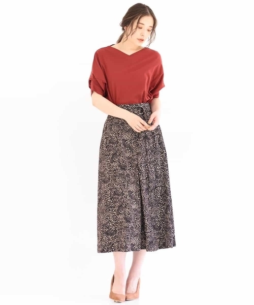 MK MICHEL KLEIN（エムケーミッシェルクラン）の「レオパード柄ラップ風スカート/洗える（スカート・レディース・ブラウン/グレー/ブラック・38）」の13枚目の写真